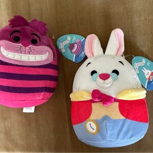 Disney Plush Set - Pink Cheshire Cat & White Rabbit